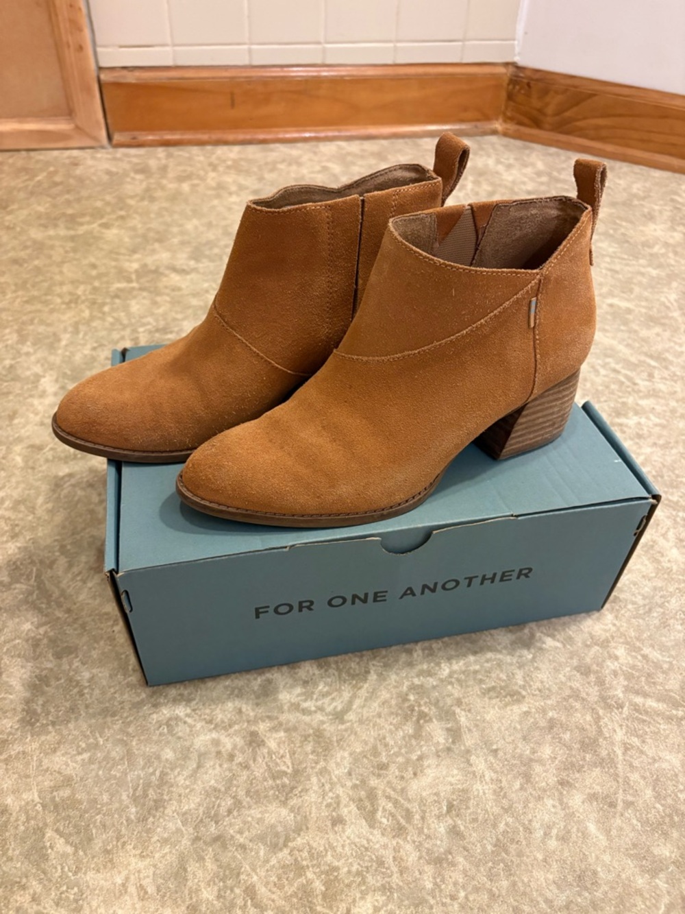 Toms Suede Ankle Booties in Carmel Brown